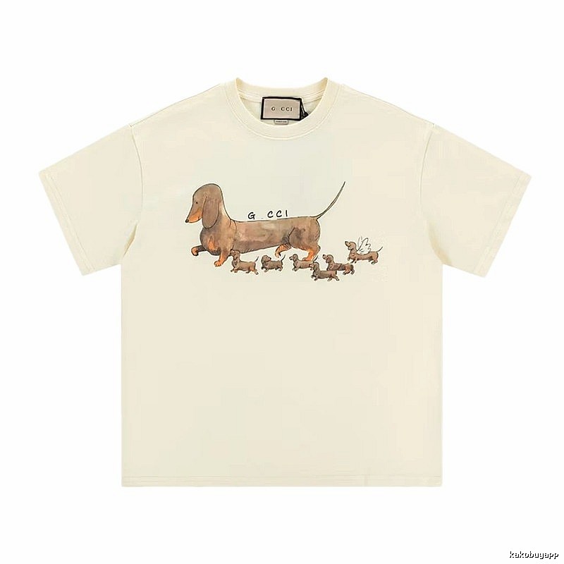 Gucci Sausage Print Casual Style Off-white T-shirt