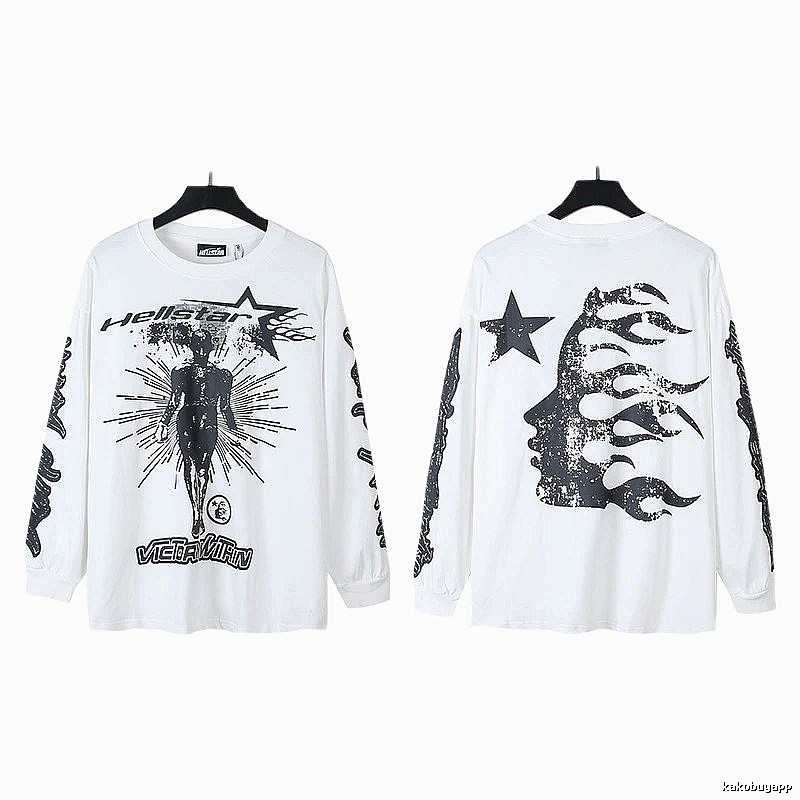 Hellstar dark style white long-sleeved shirt