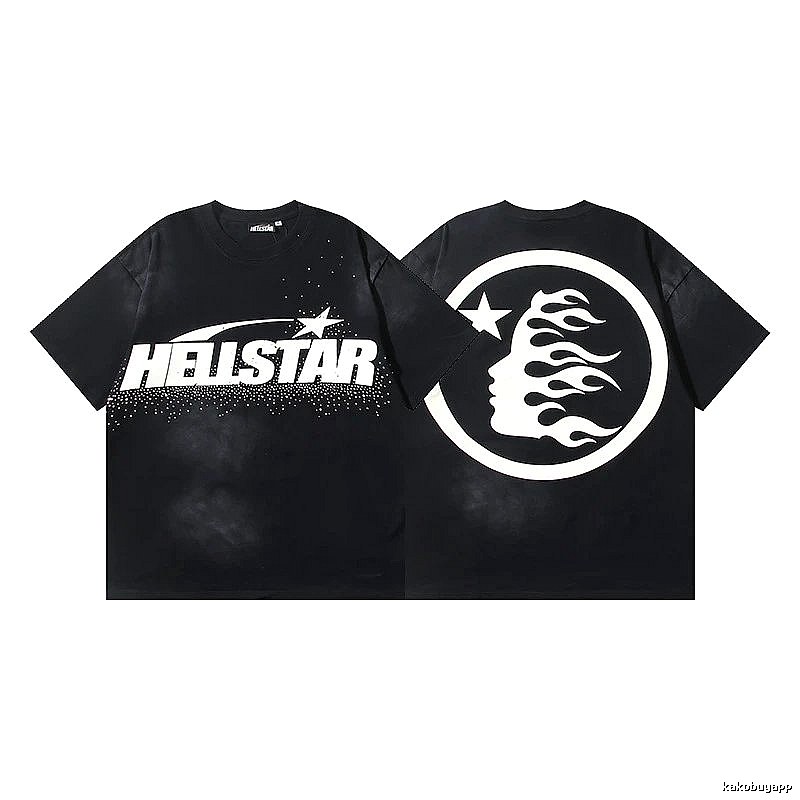 Hellstar Flame Print Street Style Black T-Shirt