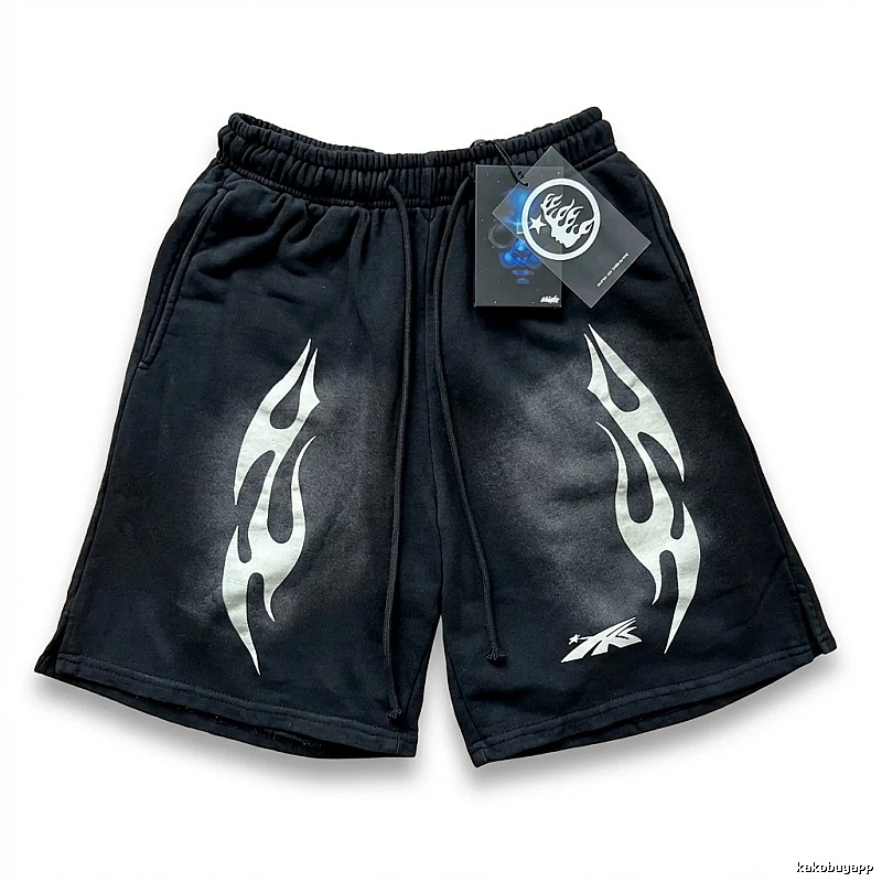 Hellstar Flame Wind Black Shorts