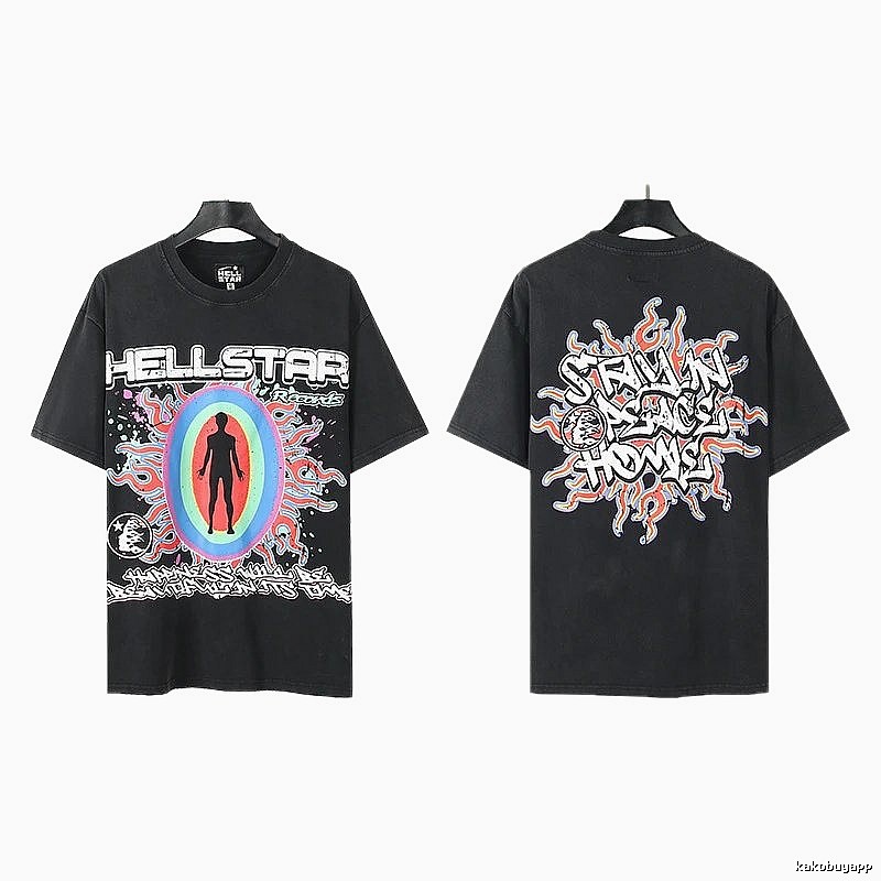 Hellstar Human Figure Print Street Style Black T-Shirt