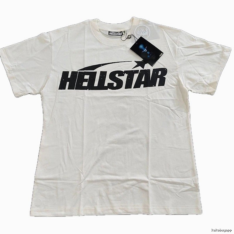 Hellstar Letter Print Street Style Off-white T-Shirt