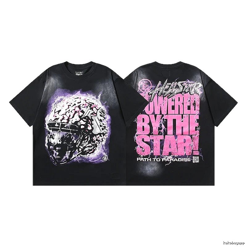 Hellstar Skeleton Print Street Style Black T-shirt