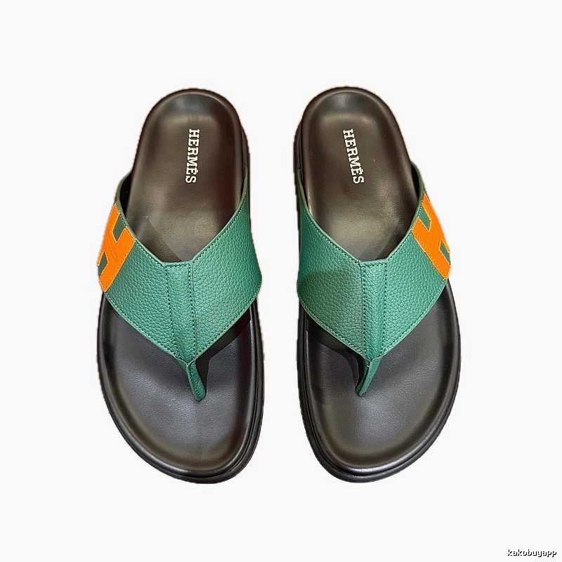 Hermès H Series Casual Style Green Flip-flops