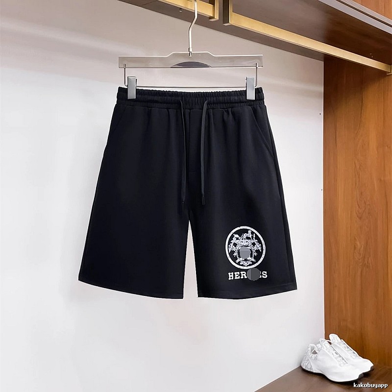 Hermès Logo Print Casual Style Black Shorts