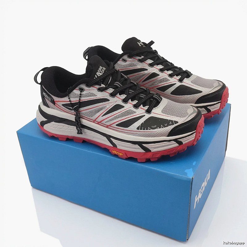 HOKA Trail Running Shoes in Ash, Black and Red Colors