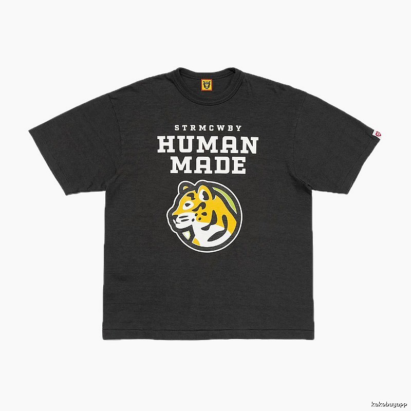HUMAN MADE Tiger Head Print Vintage Style Black T-Shirt