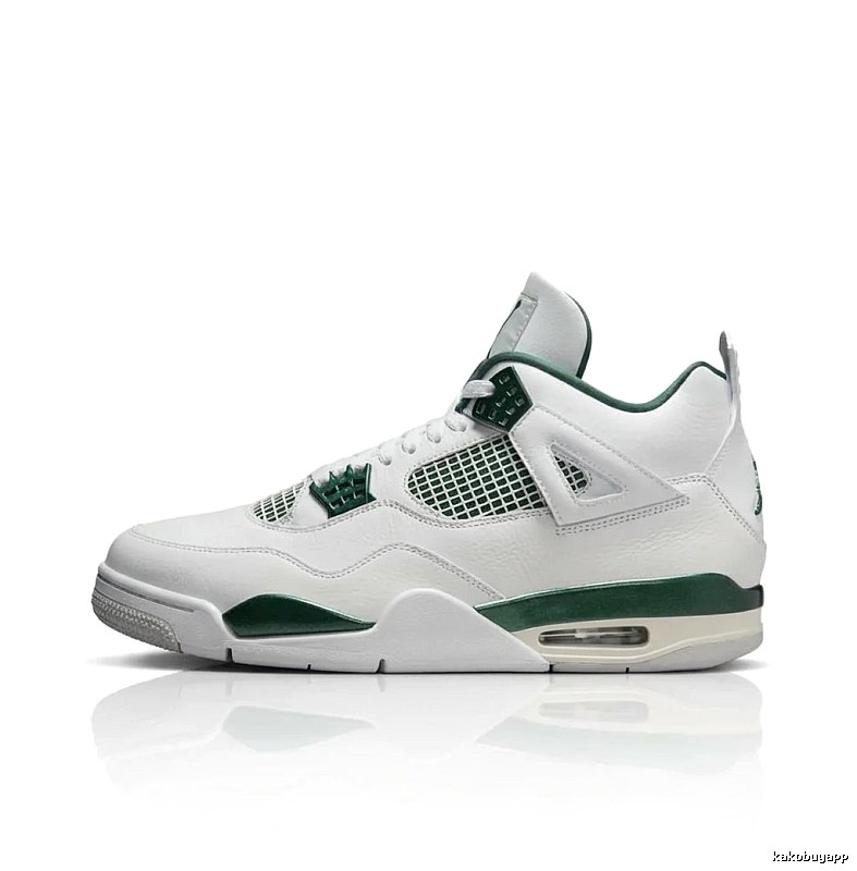 Jordan 4 Retro Style White and Green Shoes