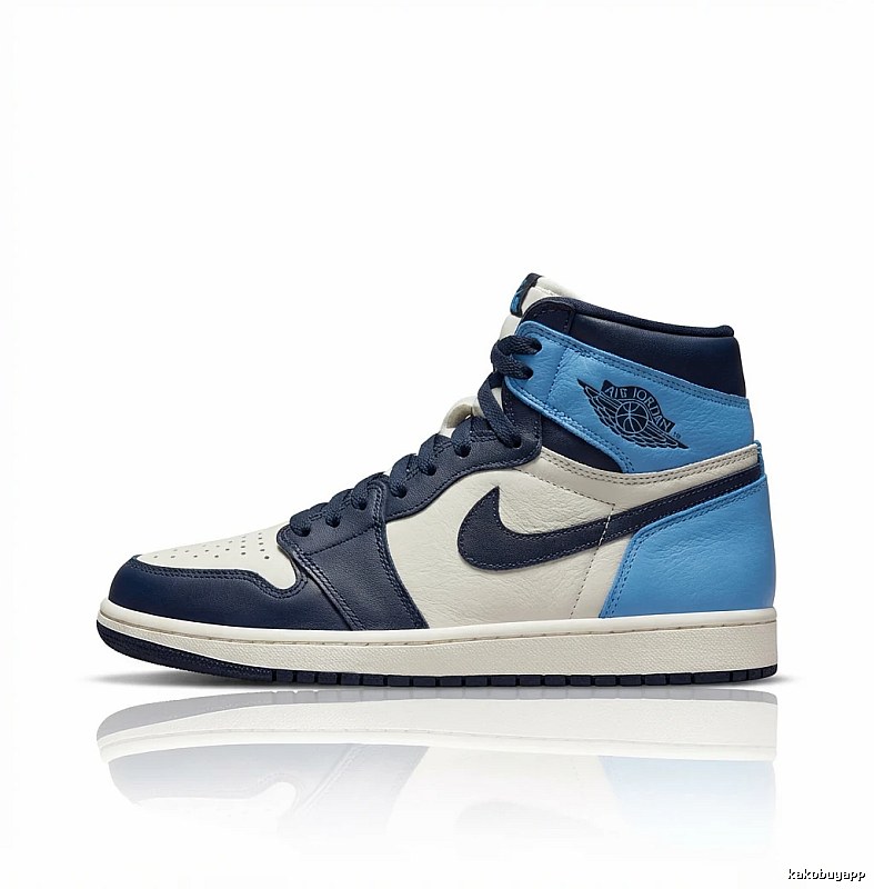Jordan AJ1 High-Top Blue and White Sports Shoes