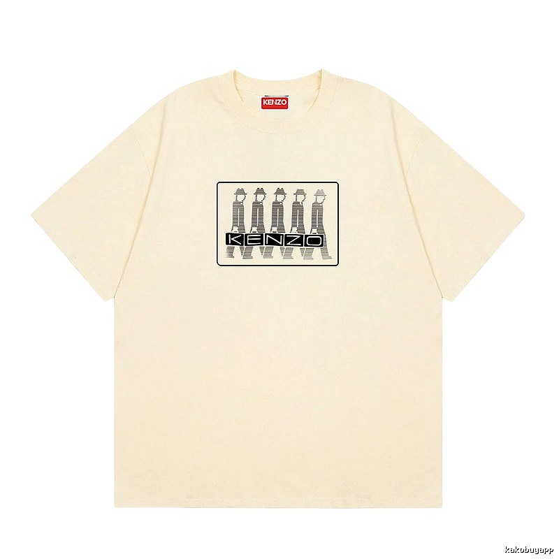 KENZO Character Print Casual Style Beige T-shirt