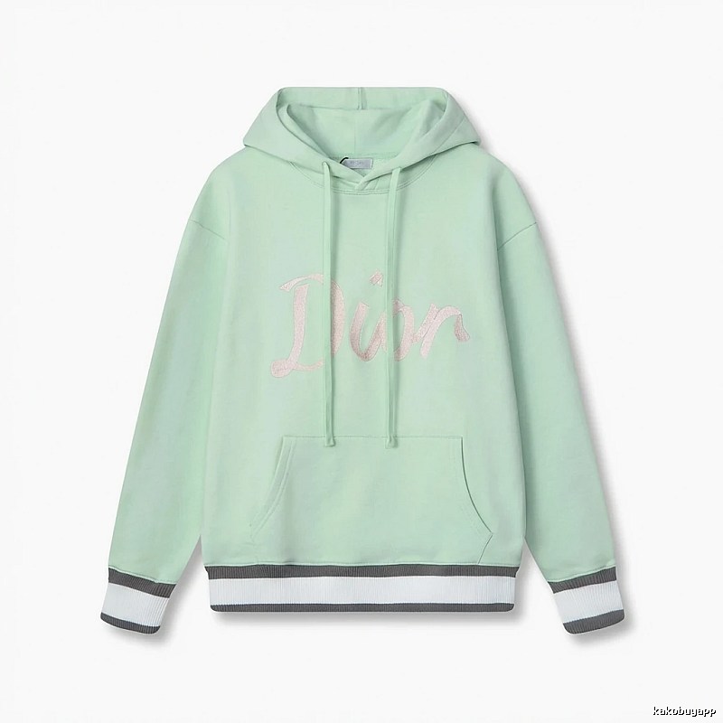 Light green hoodie with Dior letter print