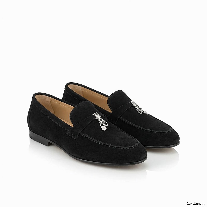 Loro Piana business-style black leather shoes