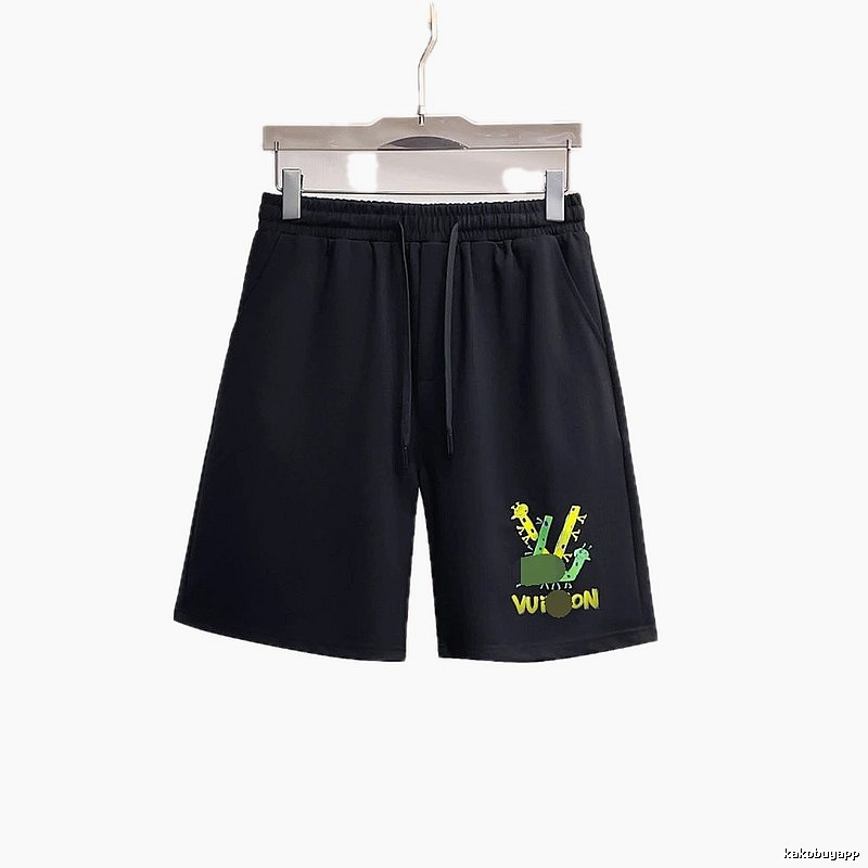 Louis Vuitton Cartoon Print Casual Style Black Shorts