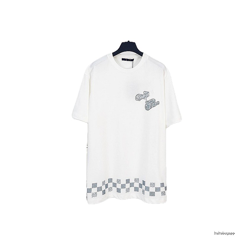 Louis Vuitton Checkerboard Casual Style White T-Shirt
