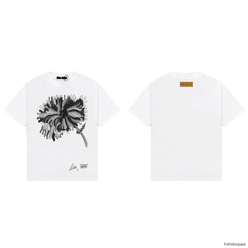 Louis Vuitton Floral Print Trendy Style White T-shirt
