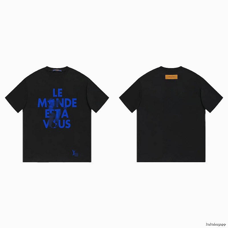 Louis Vuitton Letter Print Trendy Cool Black T-Shirt