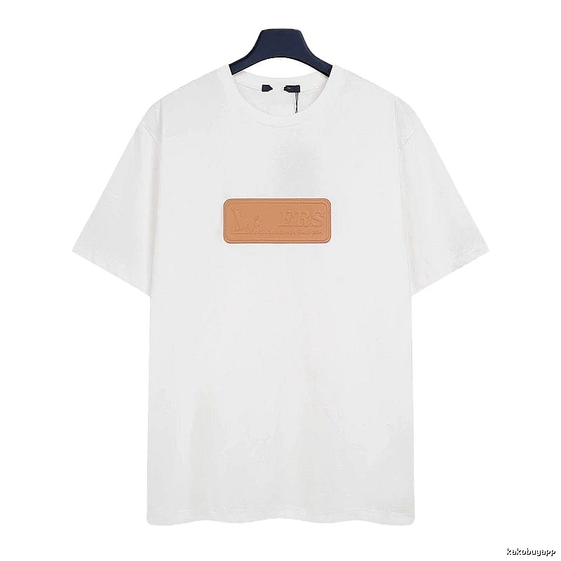 Louis Vuitton Minimalist Style White T-Shirt with Leather Tag