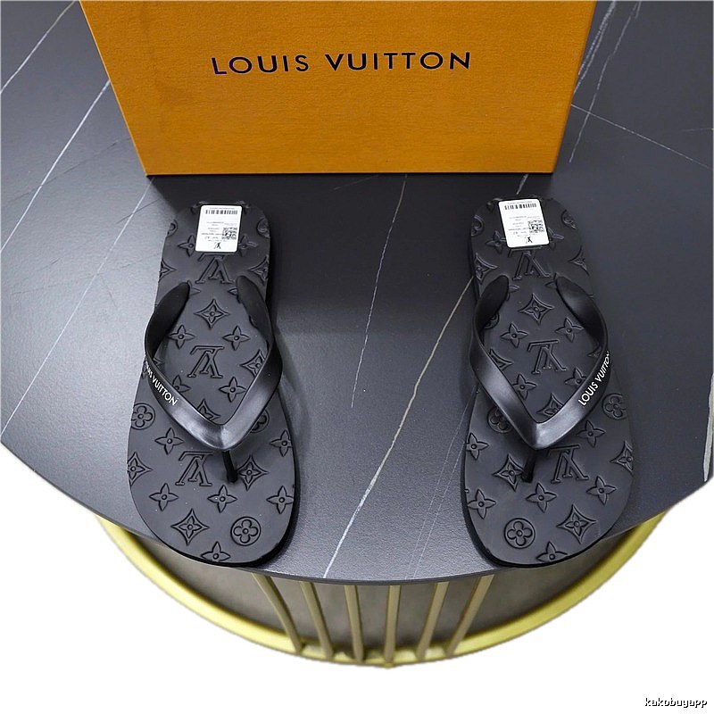 Louis Vuitton Monogram Casual Style Black Flip Flops