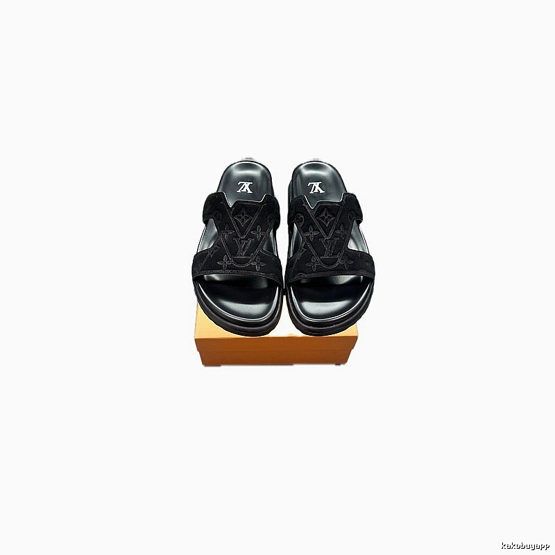 Louis Vuitton Monogram Light Luxury Style Black Slippers