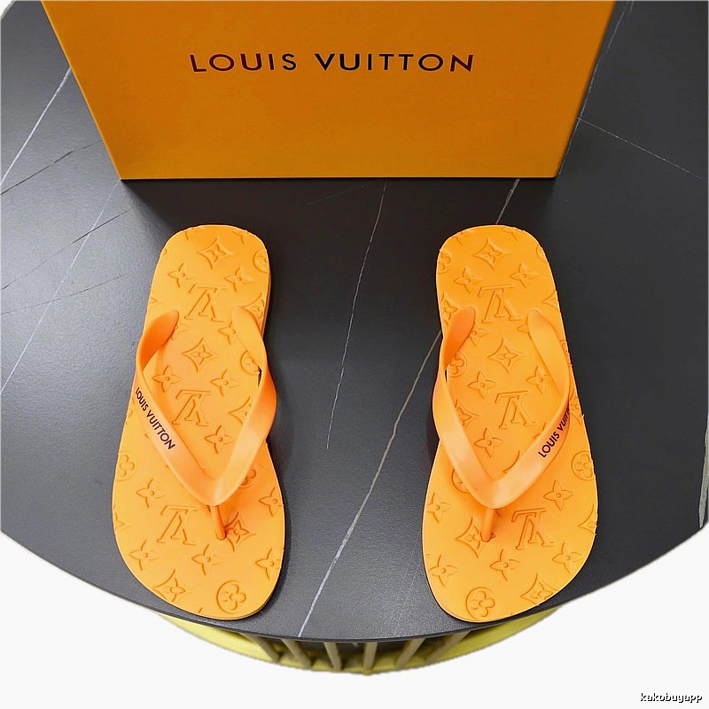 Louis Vuitton Monogram Light Luxury Style Orange Flip Flops