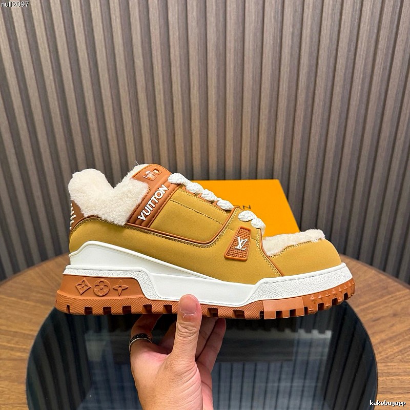 Louis Vuitton Shearling Trim Sneaker with Camel Shearling Trim for Photo Ready Styling