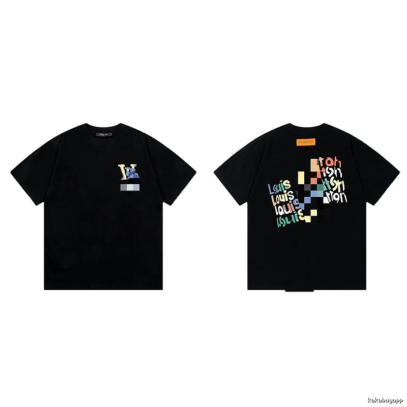 Louis Vuitton Trendy Graffiti Style Black Short-sleeve T-shirt
