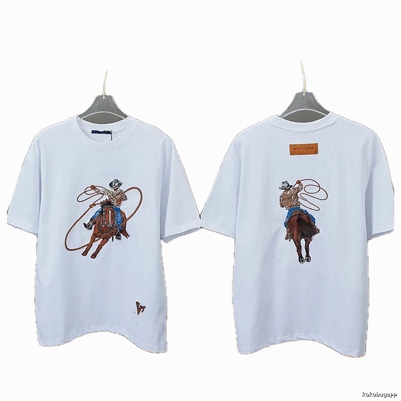 Louis Vuitton Vintage Denim-Embroidered White T-shirt