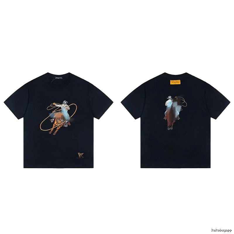 Louis Vuitton Western Cowboy Vintage Style Black T-Shirt