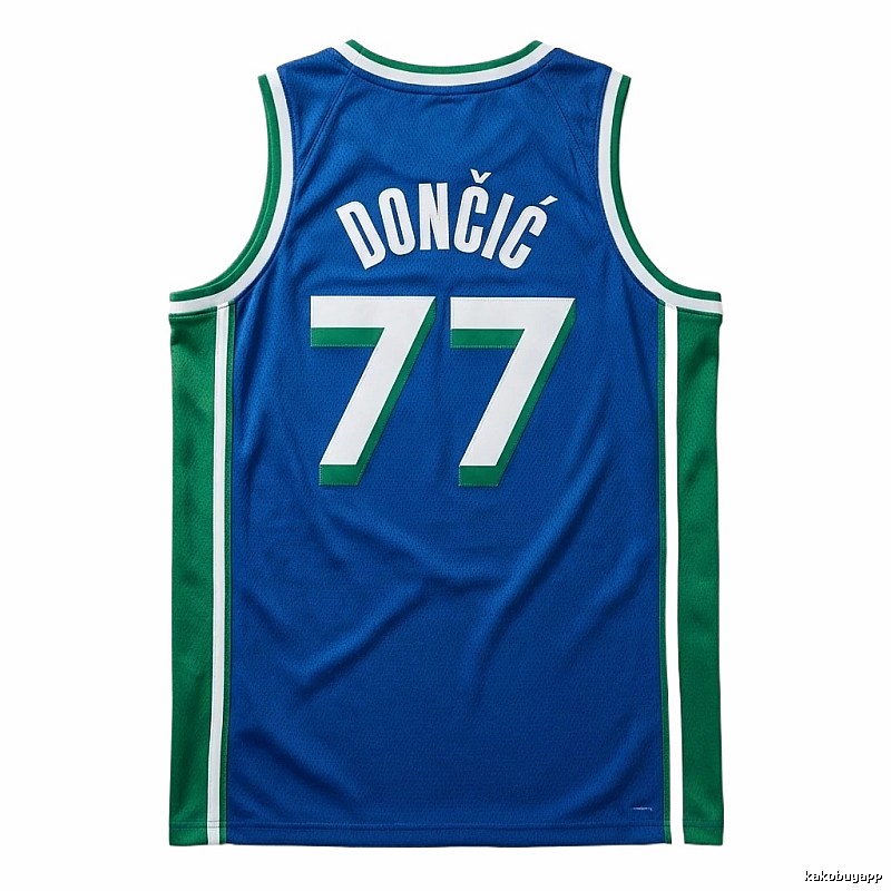 Luka Doncic's No. 77 blue-green basketball jersey