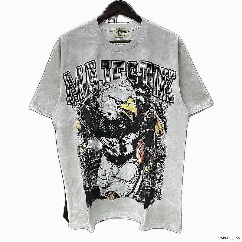 MAJESTIK Rugby Street Style Distressed White T-Shirt