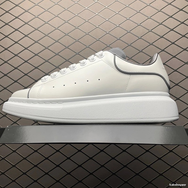 McQueen Oversized Sneakers in White and Black, Finished with Raised Sole Edge