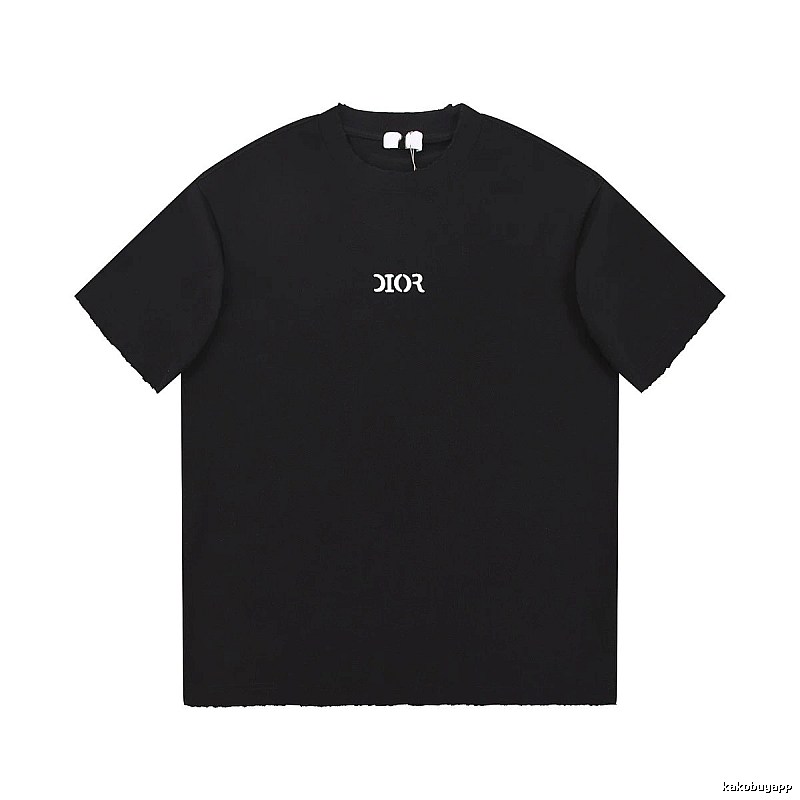 Minimalist Black Short-sleeve T-shirt with Dior Lettering