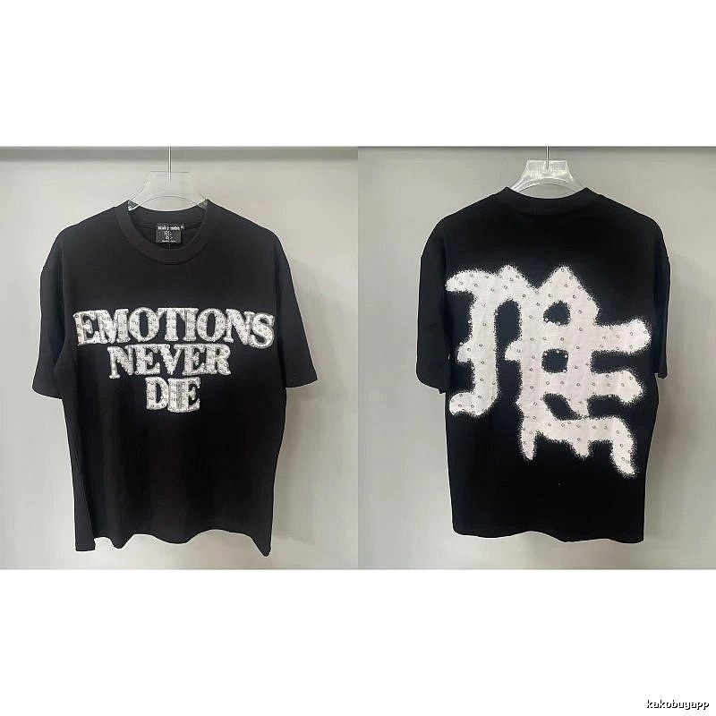 Mixed Emotion Rhinestone Street Style Black Short-sleeve T-shirt