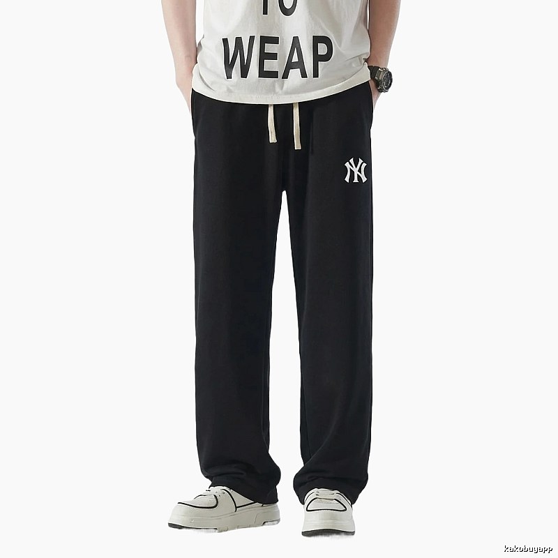 MLB fleece-lined and thickened casual black pants