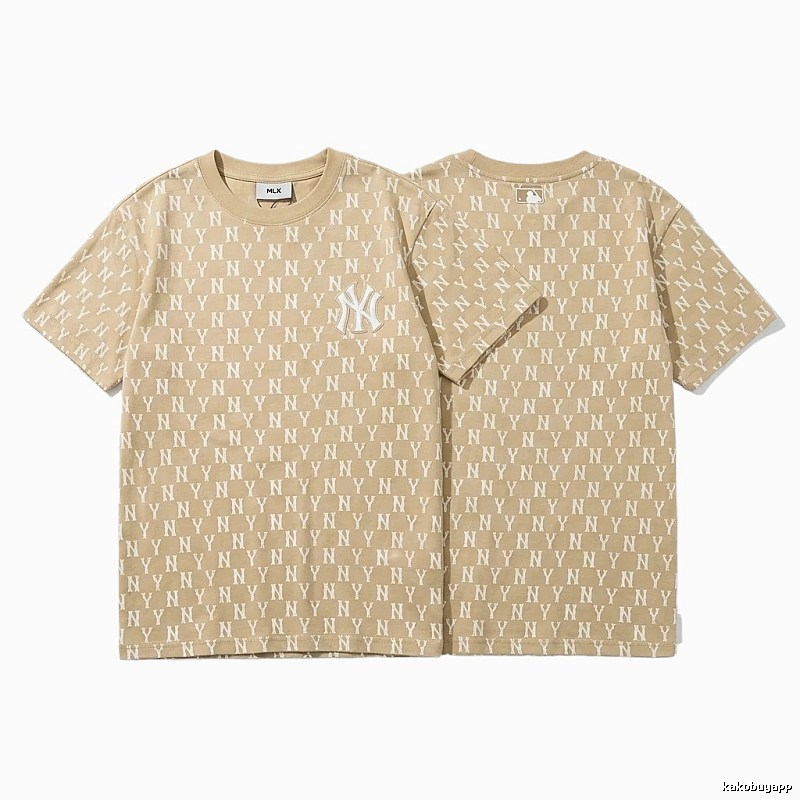 MLB Full Print Fashion Khaki Short-sleeve Shirt