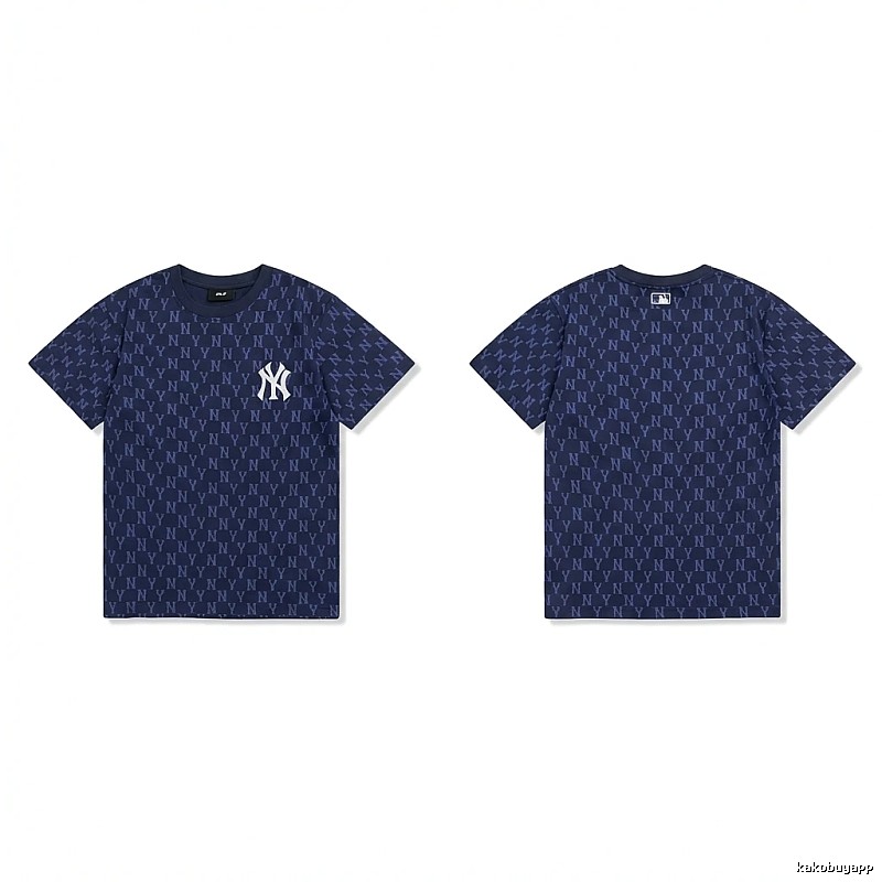 MLB full - print style navy blue T - shirt