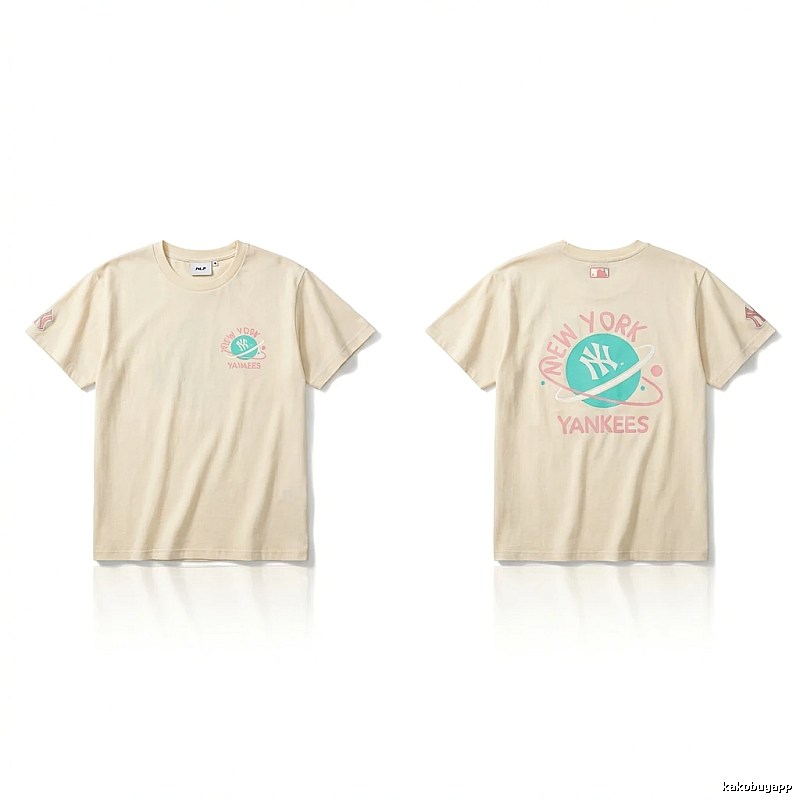 MLB New York Yankees trendy brand beige T-shirt