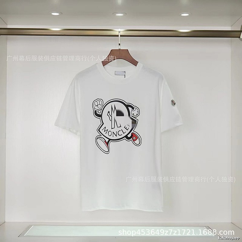Moncler Cartoon Print Casual Style White T-Shirt