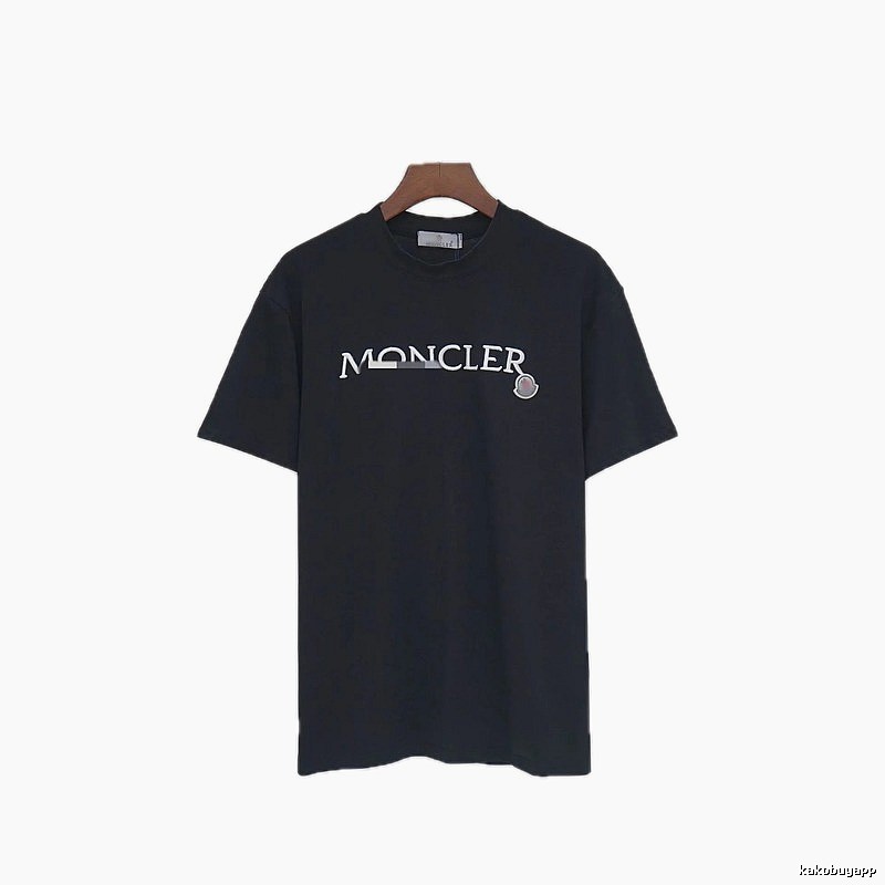 Moncler Embroidered Casual-Style Black T-Shirt