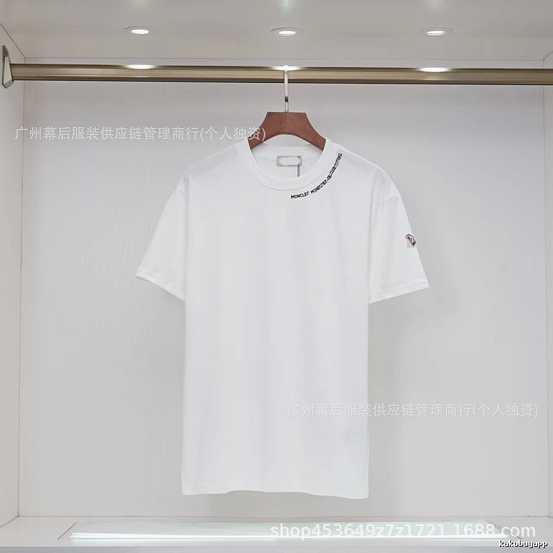 Moncler Embroidered Casual Style White Short-sleeve T-shirt