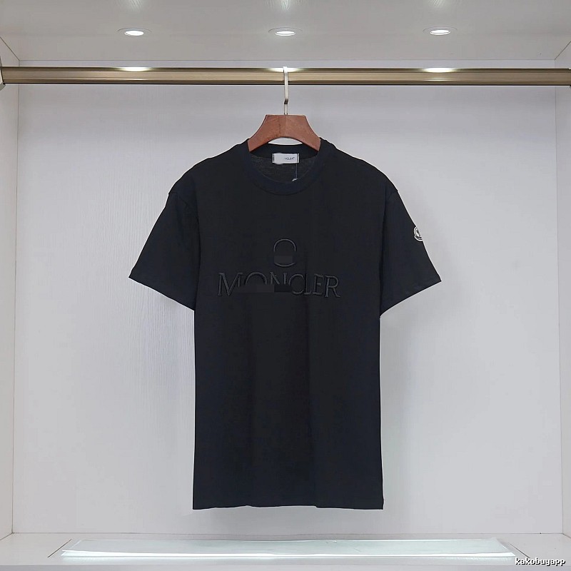 Moncler Embroidered Minimalist Style Black T-Shirt
