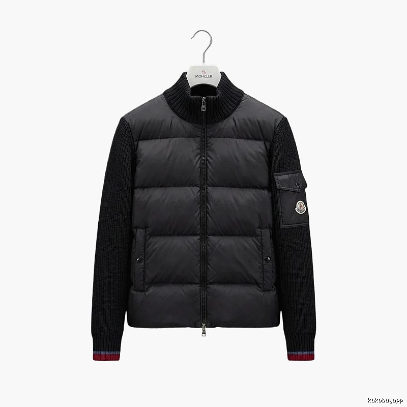 Moncler knitted and spliced black down jacket