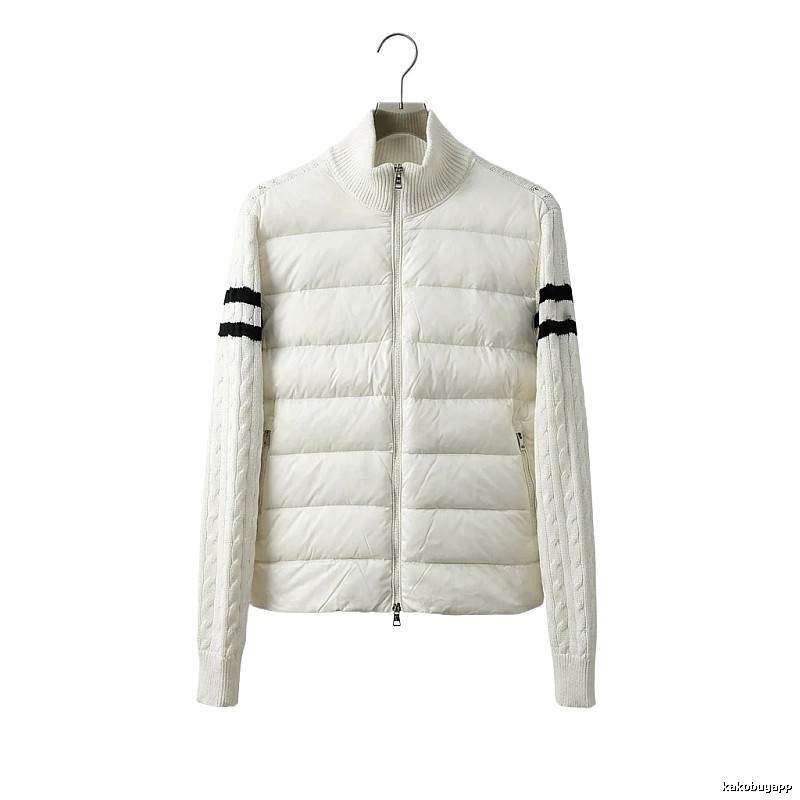 Moncler knitted and spliced windproof white down jacket