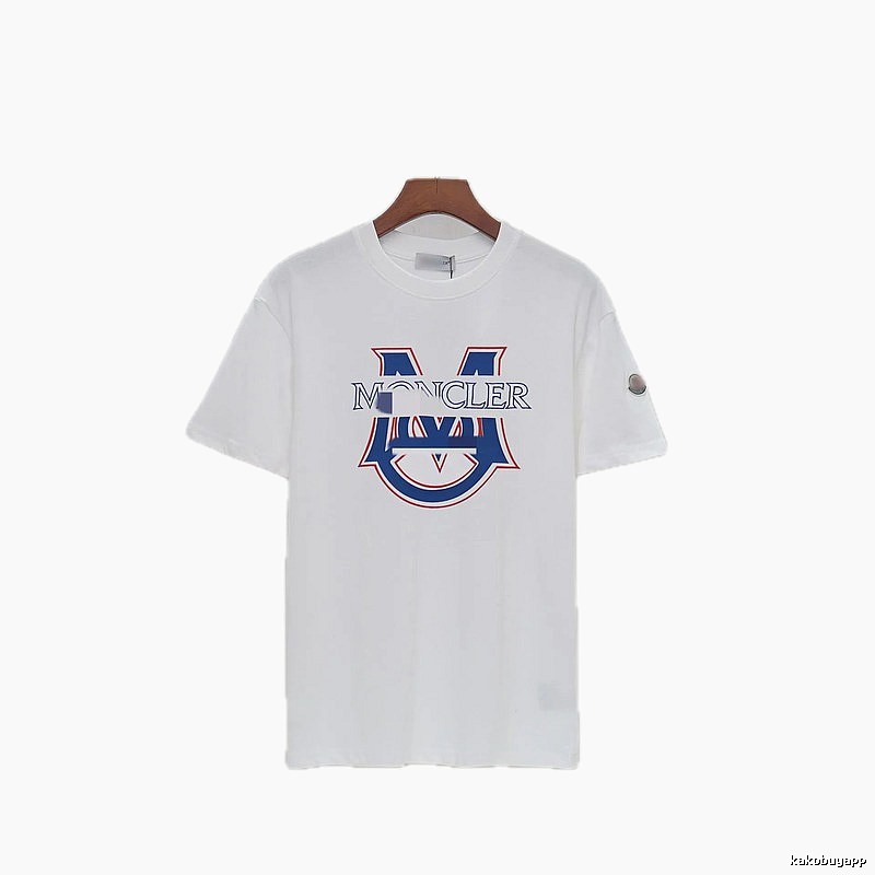 Moncler Large M Printed Casual Style White T-Shirt