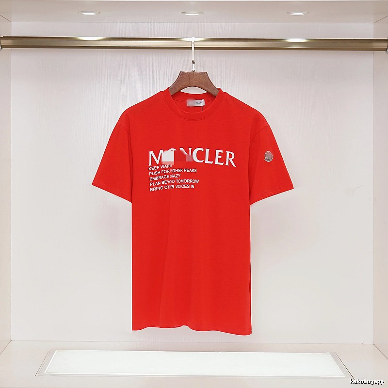 Moncler Letter Print Casual Style Red T-Shirt