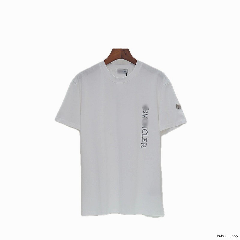 Moncler Letter Print Casual Style White T-Shirt