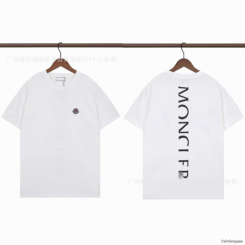 Moncler Letter Print Trendy Style White T-Shirt