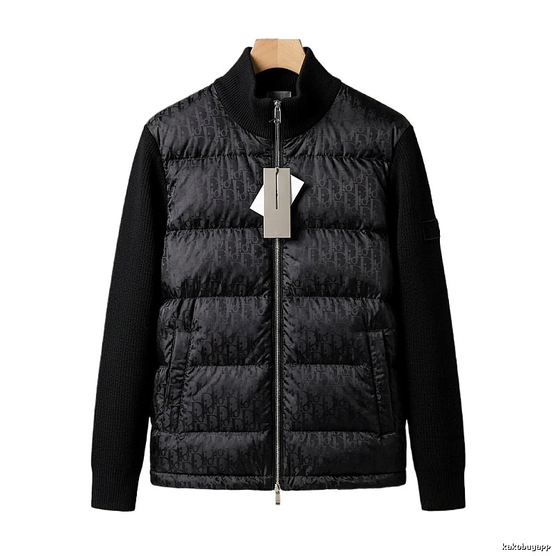 Moncler letter - printed black down jacket