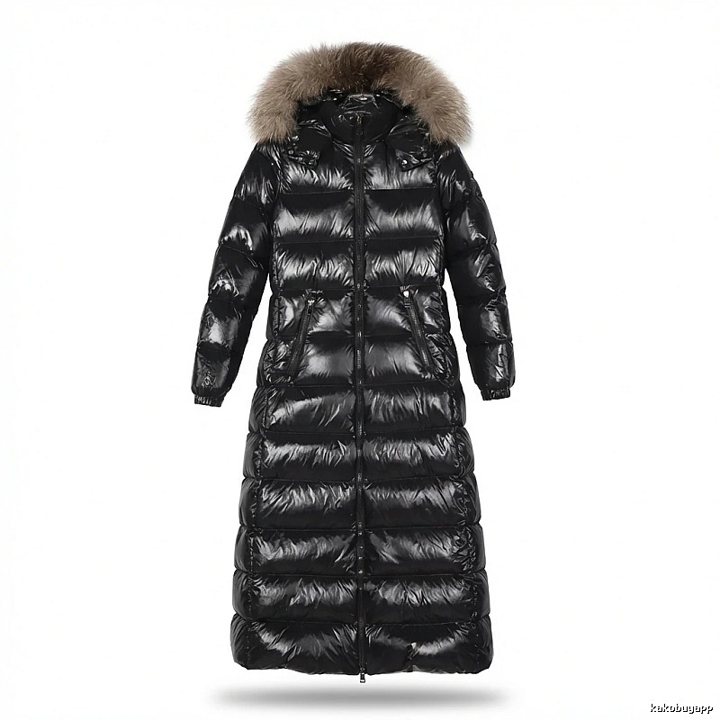 Moncler long shiny black down jacket