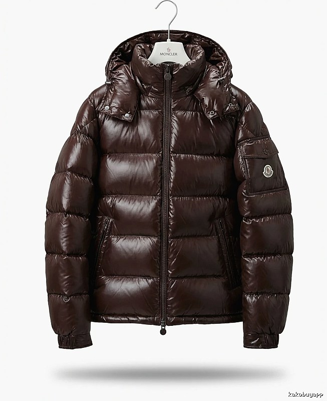 Moncler shiny short brown down jacket